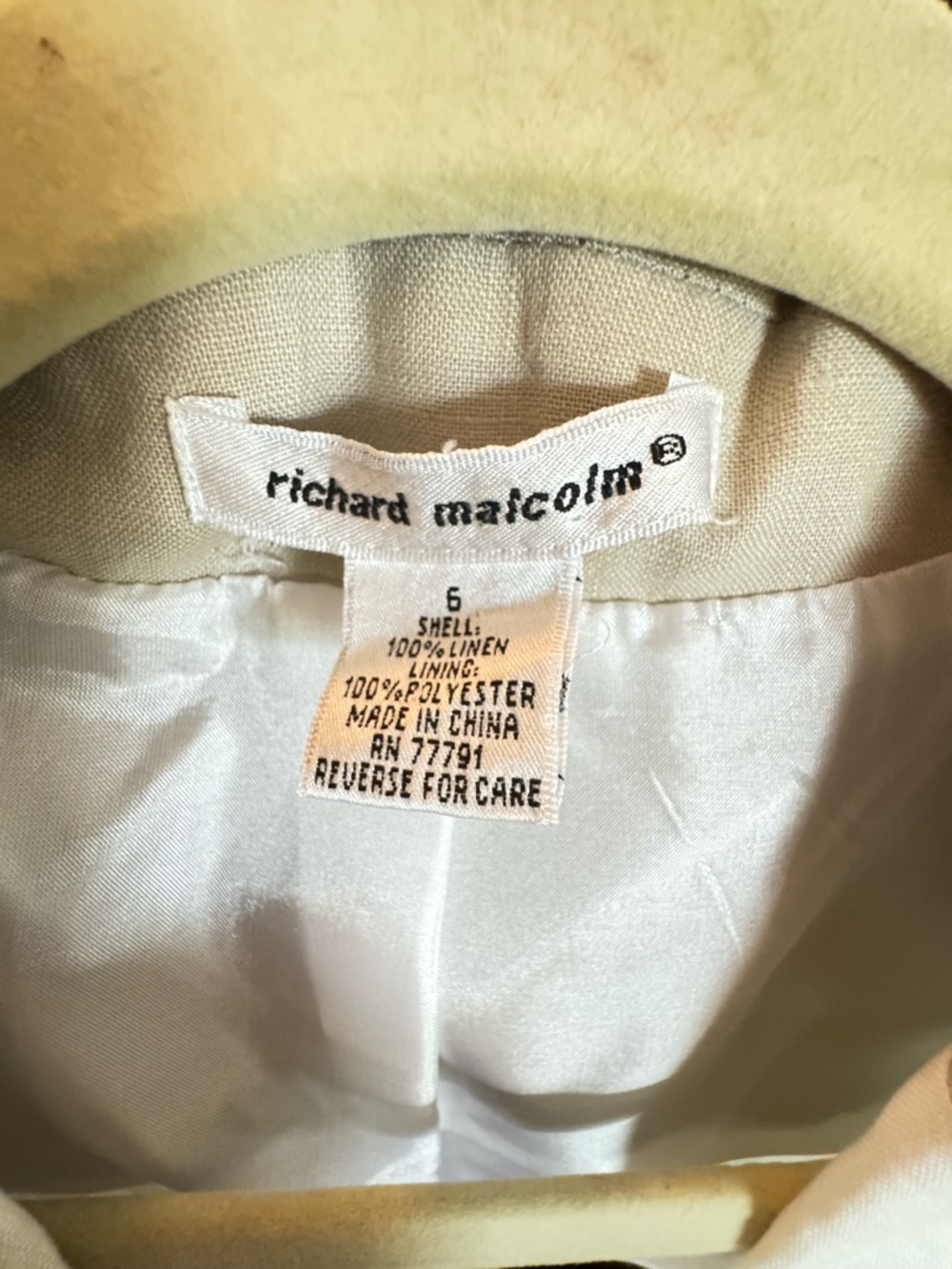 Richard Malcom Colorblock Linen Blazer in Cream, Tan & Black - Picture 2 of 8